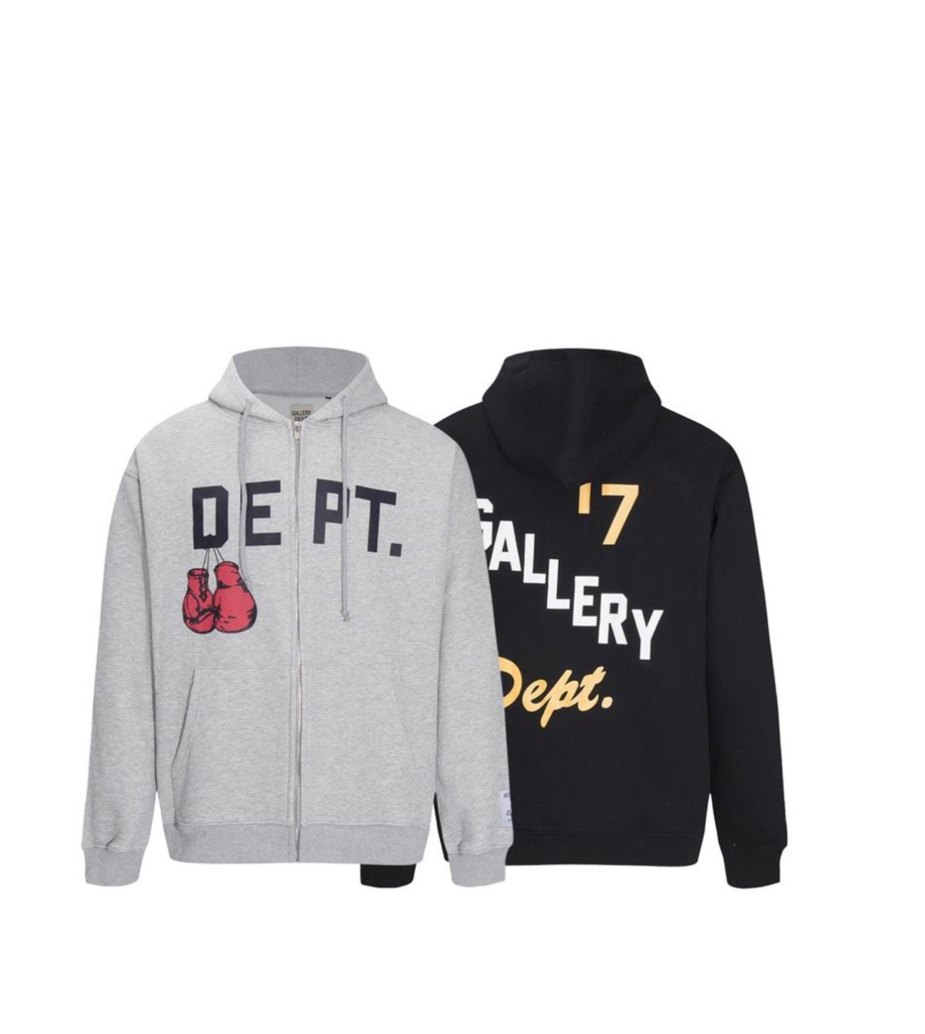 Dept Zip Up Hoodie-Grey Black